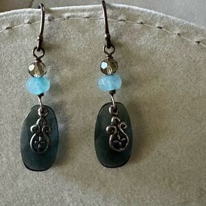 Silpada .925 Sterling Silver, Yellow Crystal, Turquoise & Blue Dangle Earrings